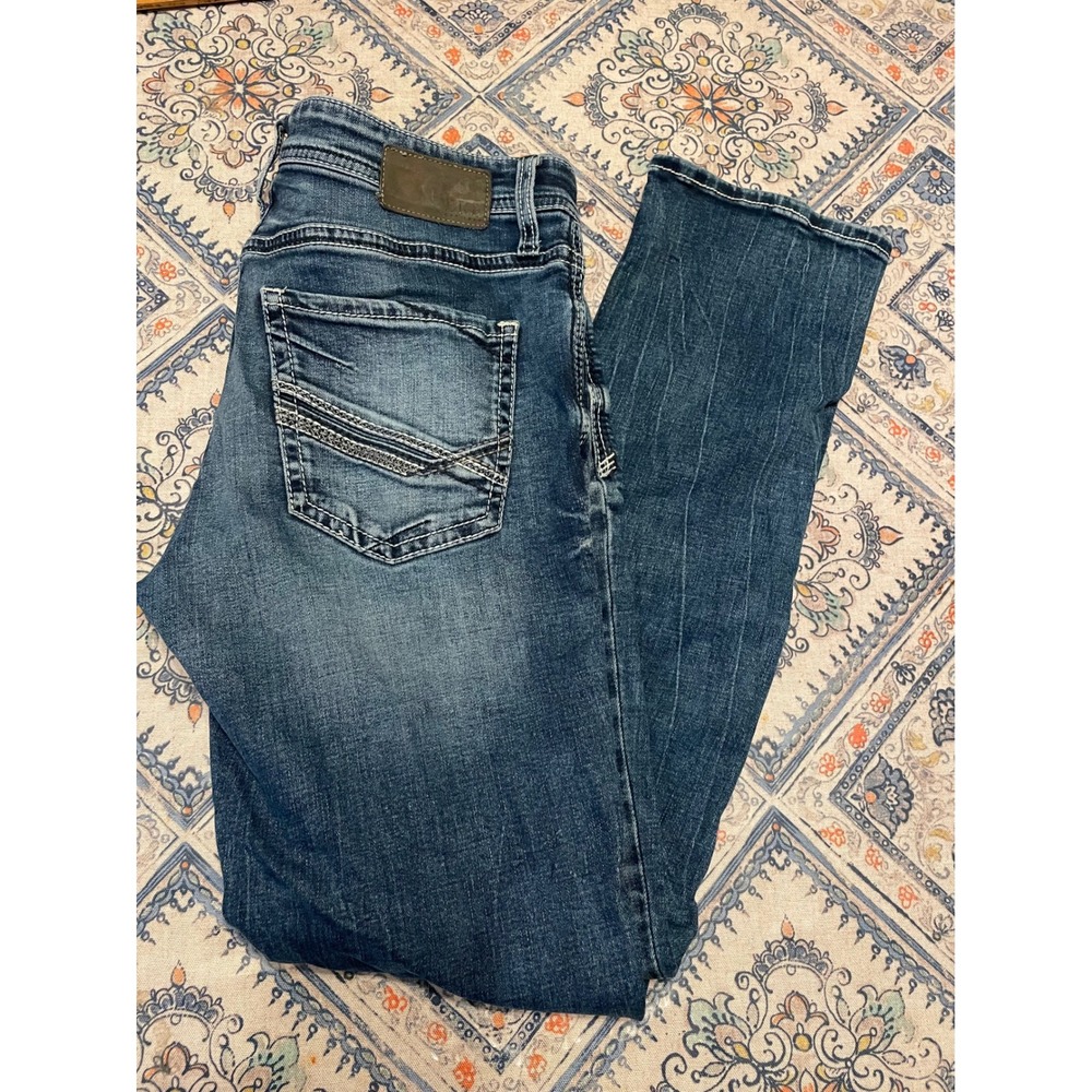 BKE Mason Slim Straight Jeans Mens 31x32 Medium Wash Distressed Denim